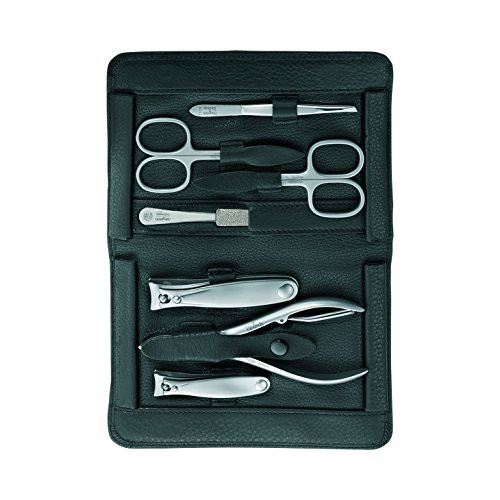 TopInox "IMANTADO XL" Manicure Set for Men in a Black Leather Case