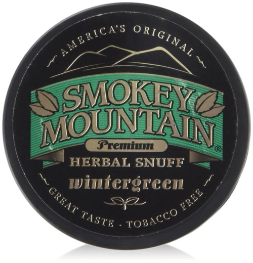 Smokey Mountain Premium Herbal Snuff WINTERGREEN - 1.0 Canister (5 Pack) Tobacco Free