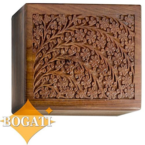 Hand-Carved Rosewood Urn Box - Extra Large