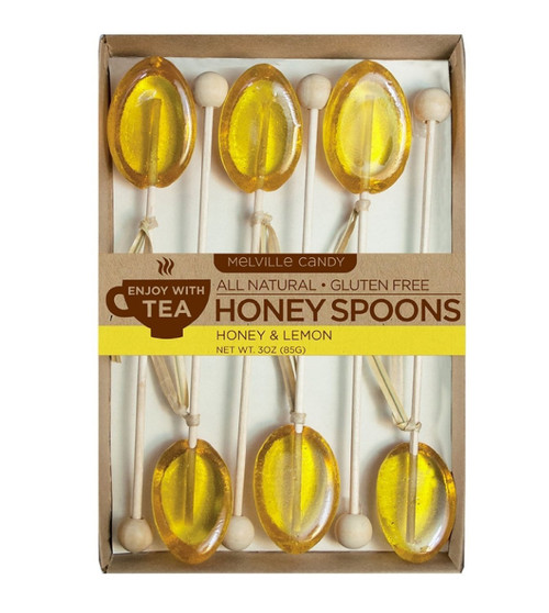 Melville Candy All Natural Tea Honey Spoons & Lollipops Gift Box (Lemon & Honey Tea Spoons)