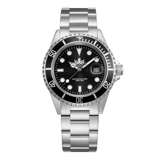Phoibos Men's PX002C 300M Dive Watch Swiss Quartz Black Sport Watch
