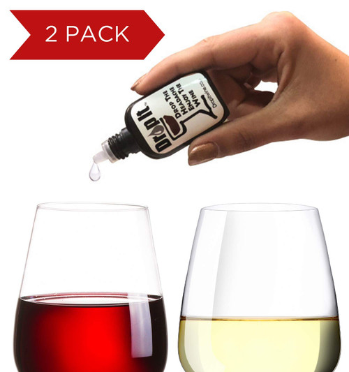 Drop It Wine Drops, 2pk - Natural Wine Sulphite and Tannin Remover - Drop the Wine Headache, Enjoy Your Wine - Portable and Discrete - Forget Wands or Filters, Treats 110 Glasses of Wine