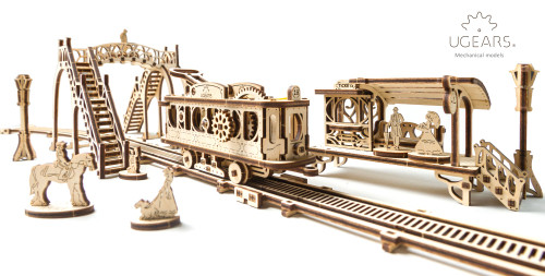 UGears Mechanical Town Series Tram Line mechanical wooden model KIT 3D puzzle Assembly