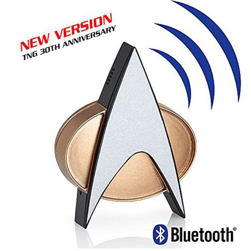Star Trek Next Generation Bluetooth Communicator Badge - TNG Combadge with Chirp Sound Effects Microphone & Speaker - Enterprise Memorabilia, Gifts, Collectibles, Gadgets & Toys for Star Trek Fans Star Trek Next Generation Bluetooth Communicator Badge - TNG Combadge with Chirp Sound Effects Microphone & Speaker - Enterprise Memorabilia, Gifts, Collectibles, Gadgets & Toys for Star Trek Fans