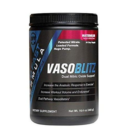 VASOBLITZ Award Winning Dual Nitric Oxide Pre Workout with NO3T Arginine Nitrate, L-Citrulline, Betaine Anhydrous, Calcium Lactate & Caffeine Free for Muscular Endurance (30 Serving, Watermelon)