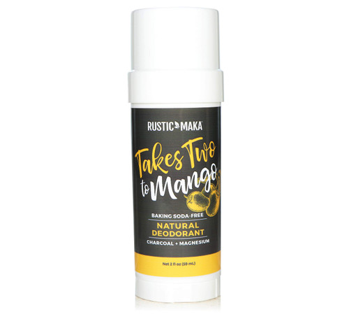Rustic MAKA Natural Deodorant, Takes Two To Mango (Mango + Lime), Free of Aluminum, Baking Soda & Parabens, Activated Charcoal + Magnesium, Continuous Odor Control