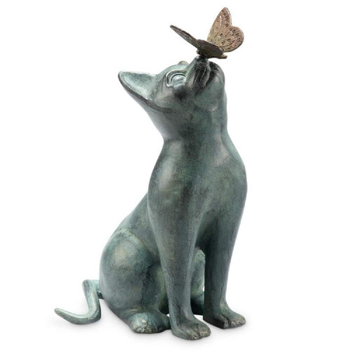 Curiosity Garden Sculpture - Cat and Butterfly