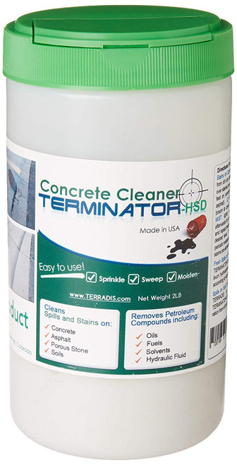 Terminator-HSD Eco-Friendly Bio-Remediates and Removes Oil & Grease Stains on Concrete and Asphalt Driveways, Garages, Pavers, Patios, Parking Lots, Streets and Warehouses (2 LB)