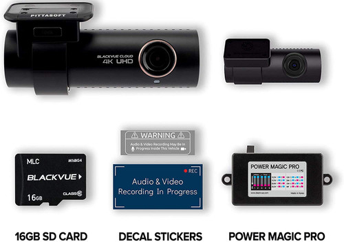 BlackVue DR900S-2CH with 16GB Micro SD Card | Power Magic Pro Hardwiring Kit Included | WiFi GPS 4K Recording CLOUD Connectivity