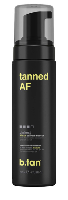 b.tan Self Tan Mousse - Tanned AF - Darkest Self Tanner for Fastest, Darkest Tan, 6.7 Fl Oz