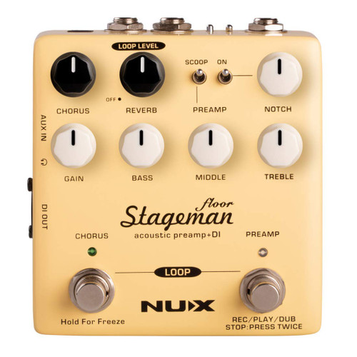NUX Stageman Floor Acoustic Preamp/DI Pedal with Chorus, Reverb, Freeze and 60 seconds Loop for Acoustic Guitar, Violin, Mandolin, Banjo