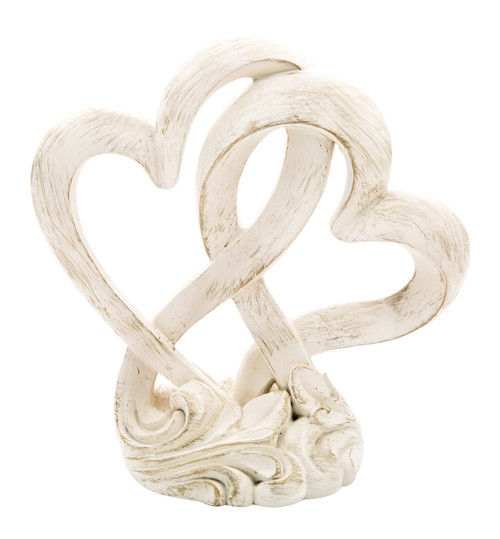 Fashioncraft Vintage Style Double Heart Design Cake Topper/Centerpiece, One Size, Cream