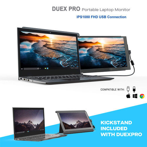 Portable Monitor -Duex Pro Upgraded 2.0 with Kickstand Combo, 12.5" Full HD IPS Screen for Laptops, USB C/Type -A Lightweight Dual Laptop Monitor, Brightness Adjustable Anti Glare Portable Screen