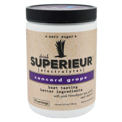 Superieur Electrolytes - Electrolyte Hydration Powder, Concord Grape, 70 Servings - Keto Friendly, Non-GMO, Zero Sugar, Vegan