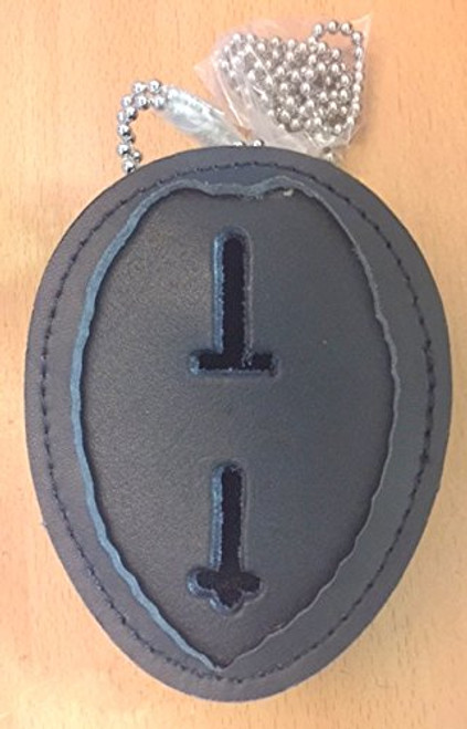 Recessed Oval Badge Holder, Hook Closure, Metal Clip (with Neck Chain) from Uniform World - Black