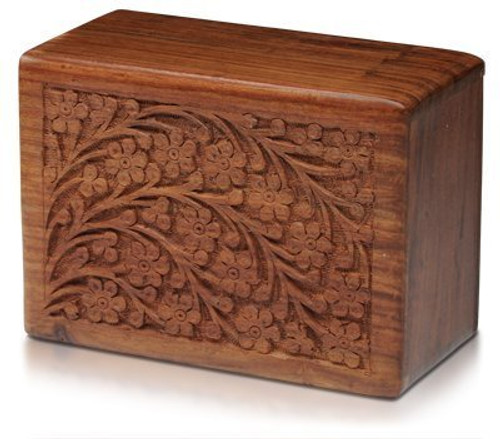 Tree of Life Hand-Carved Rosewood Urn Box - Large (Brown)