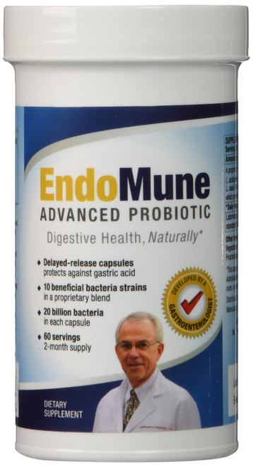 EndoMune Advanced Probiotic - Only GI Doc Developed Probiotic Supplement, Once Daily Time Release 60 Cap