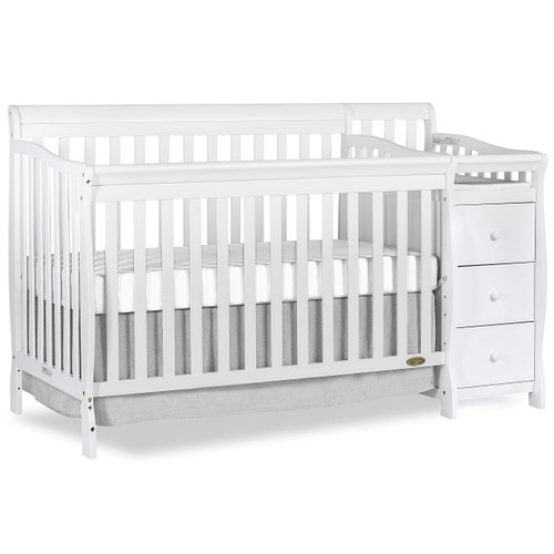 Dream On Me 5-in-1 Brody Convertible Crib with Changer in White, Greenguard Gold Certified