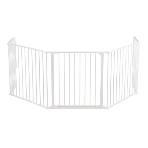 BabyDan Flex Hearth 35.4-109.5 Inch Wide Extra Large Size Safety Baby Gate for Fireplace, Hearths, and Doorways, White