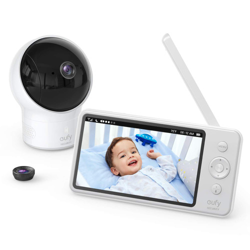 Video Baby Monitor, eufy Security, Video Baby Monitor with Camera and Audio, 720p HD Resolution, Night Vision, 5" Display, 110 Wide-Angle Lens Included, Lullaby Player, Ideal for New Moms