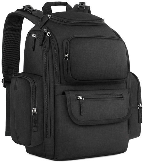 Diaper Bag Backpack, Large Storage Diaper Bag with Portable Changing Pad, Travel Water Resistant Baby Diaper Backpack for Men Women with Insulated Pockets, Stroller Straps, Black