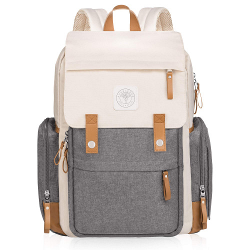 Baby On-The-Go Diaper Bag Backpack by Huggleboo - Large Maternity Bag with Wipes Pocket Stroller Straps Changing Pad & Insulated Pockets - Waterproof Canvas - Unisex Design for Moms Dads Boys & Girls