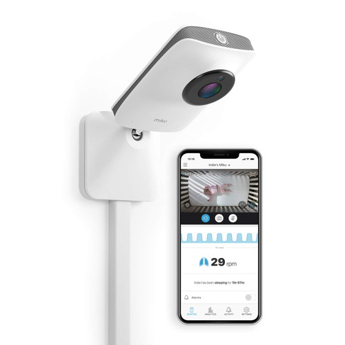 Miku Smart Baby Monitor - Breathing & Movement Monitor - HSA/FSA Approved - Real-Time Breathing & Sleep Tracking - HD Video & Audio, Night Vision, Two-Way Talk, Sound, Humidity & Temperature