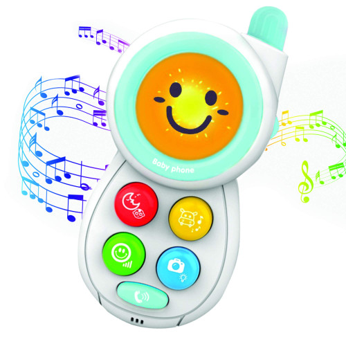 Baby Phone Toy with Music & Lights, Teething Phone for Babies, 5 Buttons, Musical Melodies, Animal Sounds, Funny Voices, Photograph Sound, Ringing Sound, Toy for Boys and Girls, Infant 6 Months+