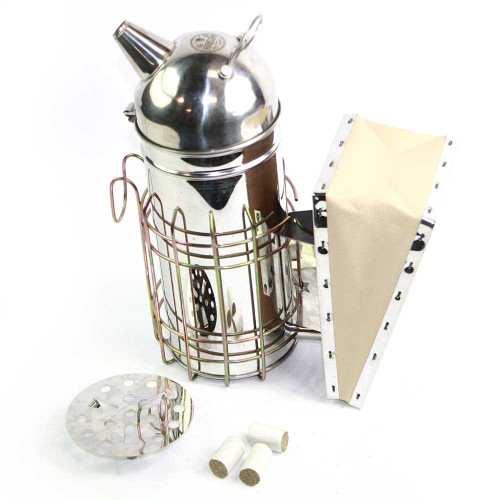 Goodland Bee Supply 11-Inch Stainless Steel Bee Hive Smoker with 3 Pack Of Smoker Fuel