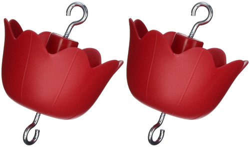 Hummers Galore Hummingbird Feeder Insect Guard, Ant Moat, Red - 2 Pack
