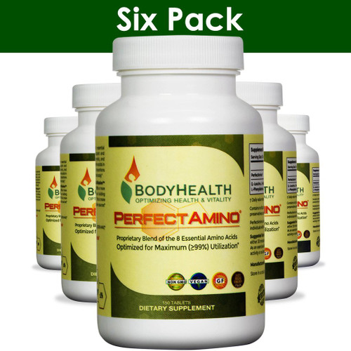 PerfectAmino 8 Essential Amino Acid Tablets with BCAA, Vegan Branched Chain Protein, Increase Lean Muscle Mass, Boost Energy and Stamina, 6 Pack