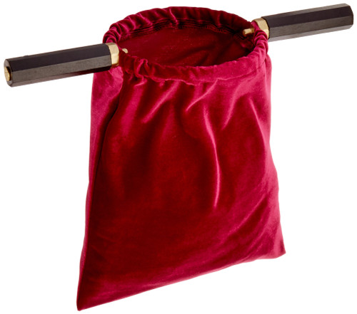 Red Velvet Church Tithe Offering Bag with Wooden Handles