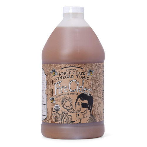 Fire Cider, Apple Cider Vinegar Tonic with Honey, Original Flavor, Pure and Raw, All Certified Organic Ingredients, Not Heat Processed, Not Pasteurized, Paleo, Keto, 128 Shots