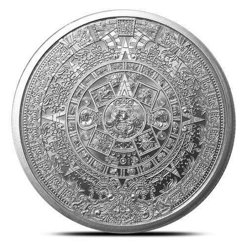 1 oz .999 Aztec Calendar Stone, Eagle Warrior Emperor of Tenochtitlan New, Silver