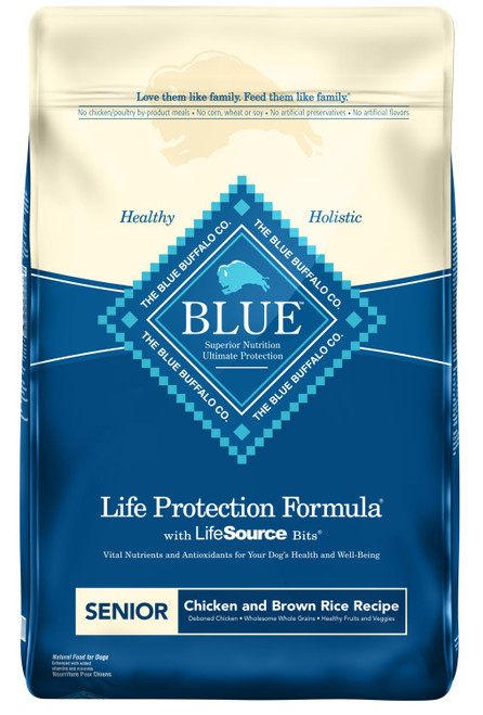 Blue Buffalo Life Protection Formula Senior Dog Food – Natural Dry Dog Food for Senior Dogs – Chicken & Brown Rice – 30 lb. Bag