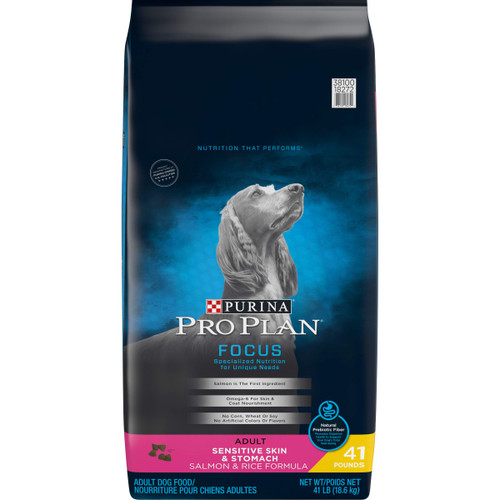 Purina Pro Plan Sensitive Stomach Dry Dog Food, FOCUS Sensitive Skin & Stomach Salmon & Rice Formula - 41 lb. Bag