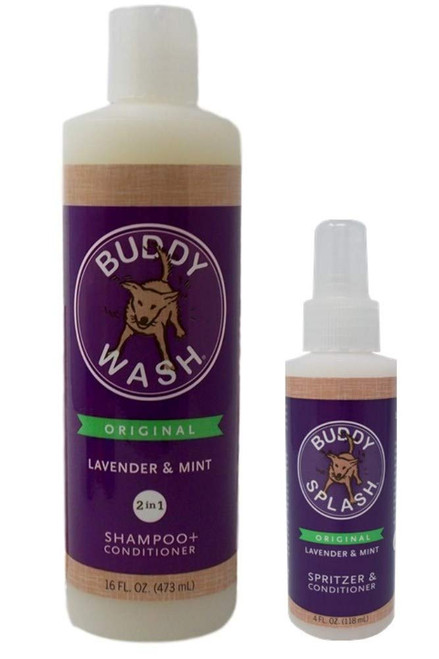 Buddy Wash Shampoo and Conditioner Plus Spritz Lavender Mint Dog Grooming Bundle, 4-16 Ounces