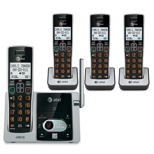  AT&T CL82413 DECT 6.0 Cordless Phone with Answering System - 4 Handsets, Black (ATTCL82413)
