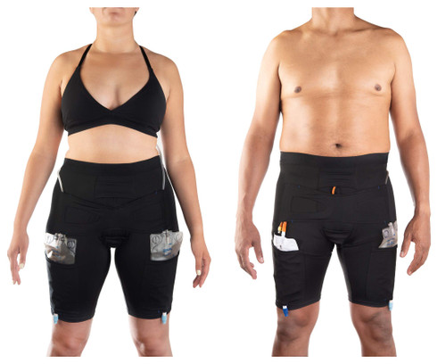 and Cathwear Catheter Leg Bag Underwear - Leg Bag Holder for Men & Women - Catheter Supplies Compatible with Foley, Nephrostomy, Suprapubic & Biliary Catheters Holds (2) 600ml Leg Bags - Medium Black