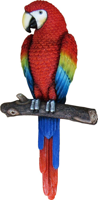 DWK - Island Princess - Beautiful Tropical Parrot Macaw on Branch 3D Wall Art Sculpture Home and Garden Décor Accent, 14-inch
