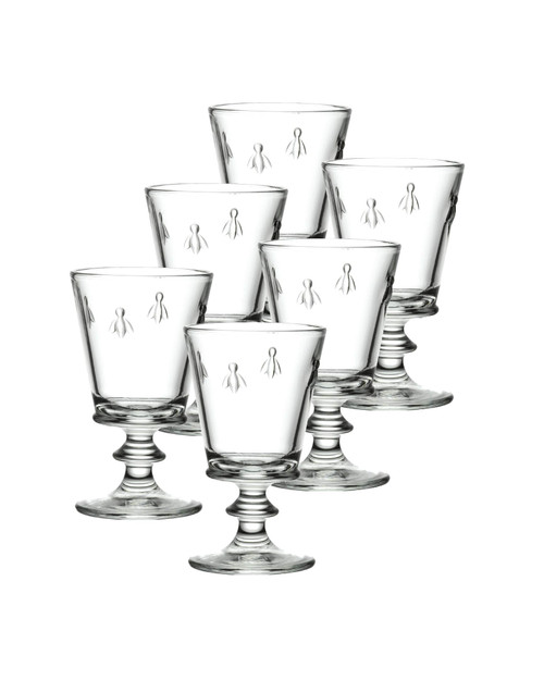 La Rochere Fine French Glassware Embossed with the Iconic Napoleon Bee Design, 12-ounce Large Wine Glass, Set of 6.