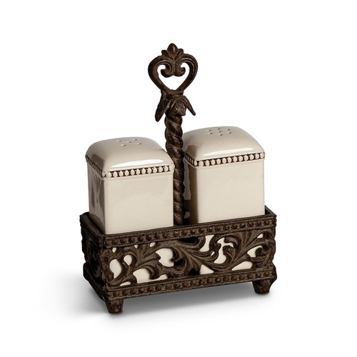 The GG Collection 2 Piece Salt and Pepper Shaker and Caddy Serving Set - 31775