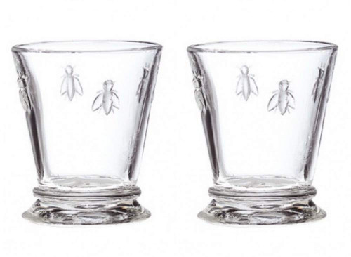 La Rochere 10oz Glass Tumbler Set of 2 – Napoleon Bee clear stemless glass – Ideal for Cocktails, Wine, Irish Coffee, Juice, Appetizers – Ideal Birthday Housewarming gift – Sturdy everyday glassware