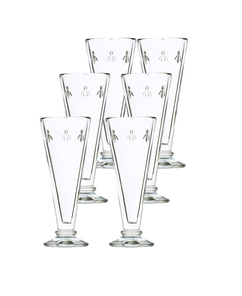 La Rochere Napoleon Bee 5.1 oz Champagne Flutes - Set of 6 with the iconic French Bee embossed, Classic, elegant and sturdy French glassware, Dishwasher safe