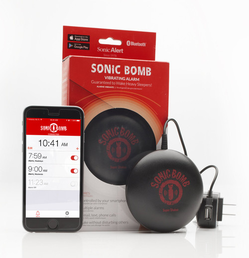 Sonic Bomb Bluetooth Super Shaker Alarm / Powerful Vibrations Guaranteed to Wake Even the Heaviest Sleepers!