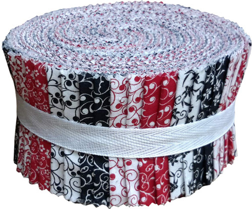Red Black & White Collection Jelly Roll 40 Precut 2.5-inch Quilting Fabric Strips