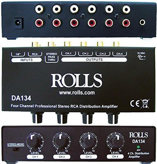 Rolls DA134 4-Channel Distribution Amplifier, 1 lbs. 3 oz.
