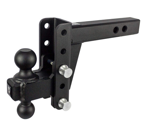 Bulletproof Hitches 2.0" Adjustable Heavy Duty (22,000lb Rating) 4" Drop/Rise Trailer Hitch with 2" and 2 5/16" Dual Ball (Black Textured Powder Coat, Solid Steel)