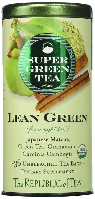 The Republic of Tea Lean Green Supergreen Tea, 36 Tea Bags, Matcha And Garcinia Cambogia Tea Blend