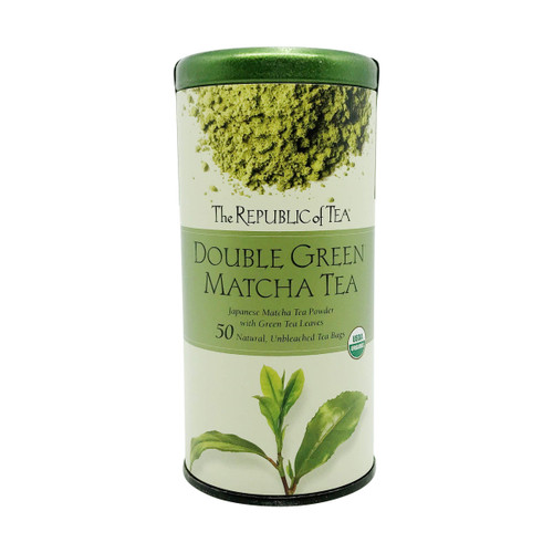 The Republic of Tea Double Green Matcha, Gourmet Blend of Organic Green Tea And Matcha Powder, 50 Count